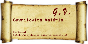 Gavrilovits Valéria névjegykártya